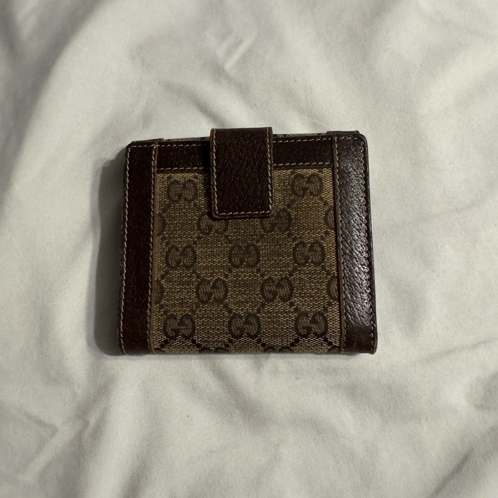 Gucci Brown Monogram Canvas Card Holder Wallet
